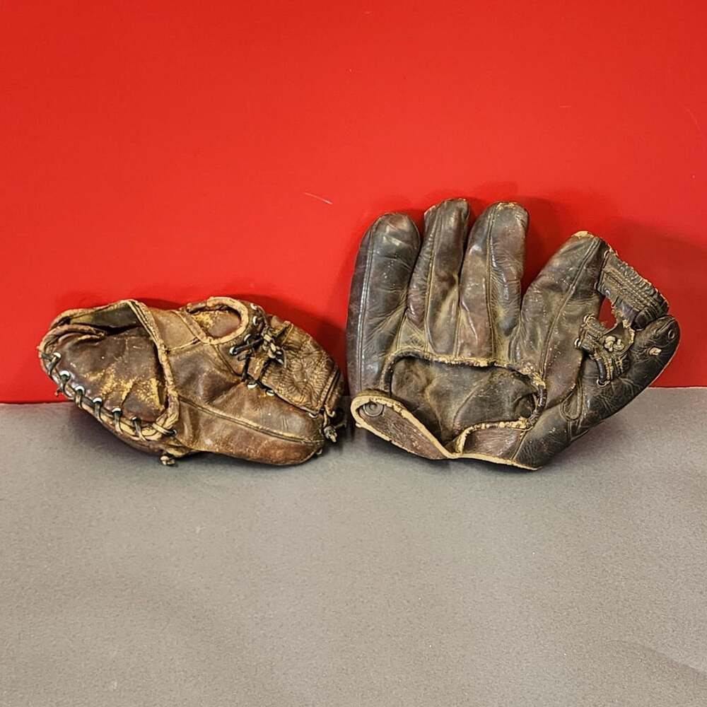 Vintage Leather Baseball Gloves Catcher In-Field decoration or  game used pieces